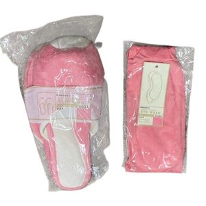 NWT Bath & Body Works Micro Terry Slippers and Matching Eye Mask